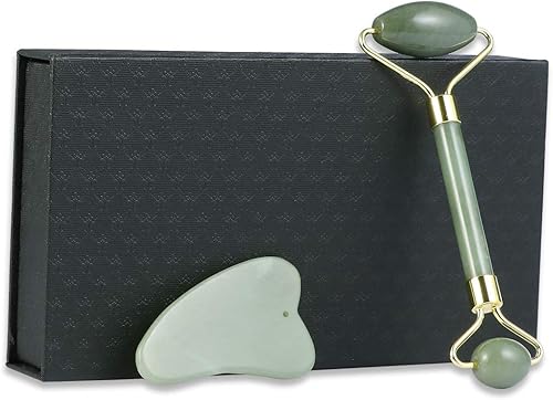Miniatura 2 de Rosenice Aventurina Gua Sha Herramientas de masaje raspado, juego de rodillos de jade facial, tablero de guasha de piedra natural para terapia de
