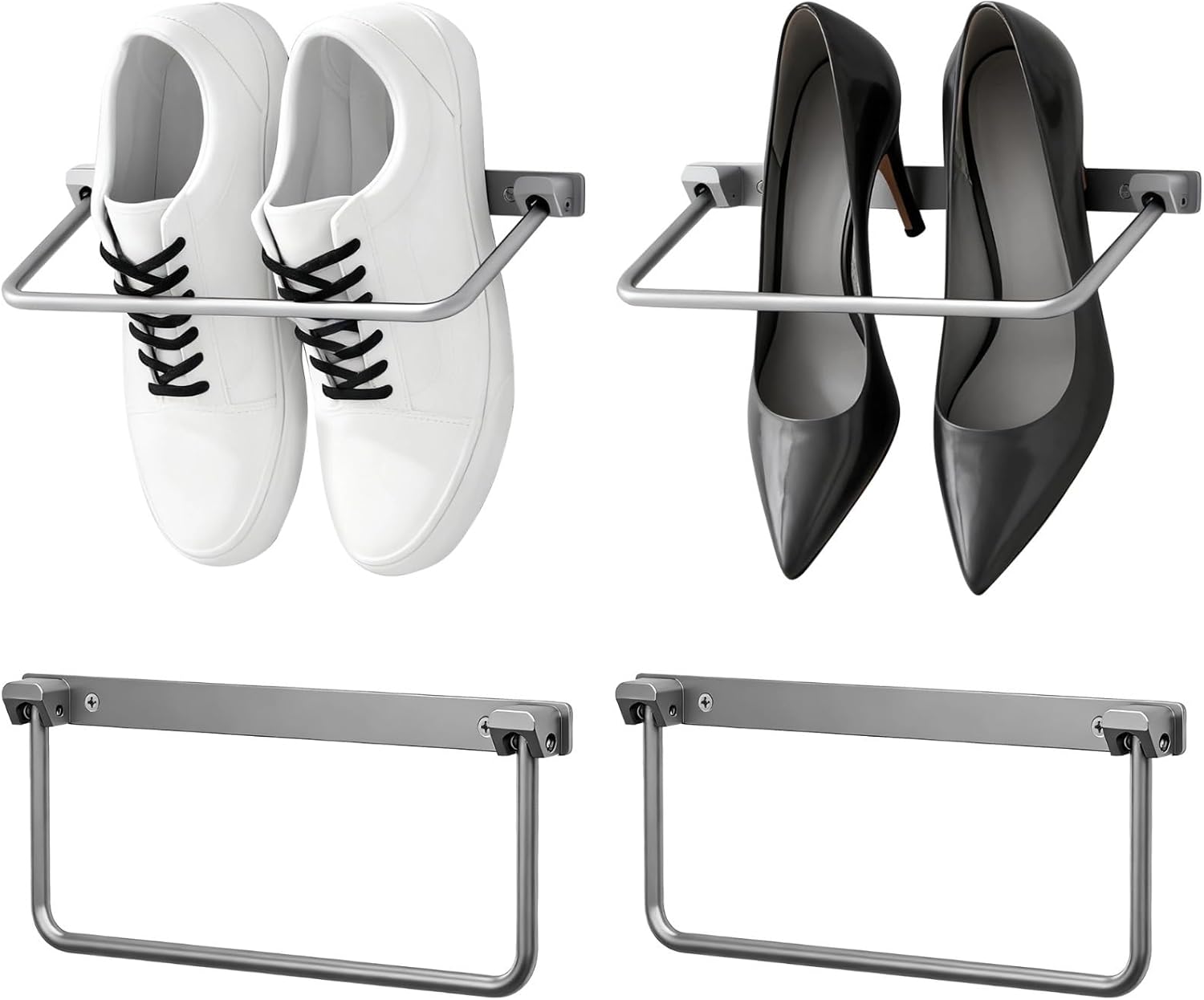 Rv, Home Shoe Organizer, 4 Pcs Aluminum Wall Mounted Foldable Shoe Rack, Easy Install, Saves Space