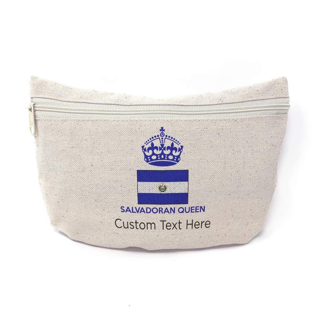 Custom Canvas Makeup Bag Salvadoran Queen Crown Countries School Supplies Pencil Tote Pouch 9x6 Inches Natural Personalized Text Here