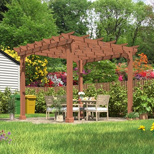 BlueWish 10'x10' Outdoor Pergola with Slatted Roof