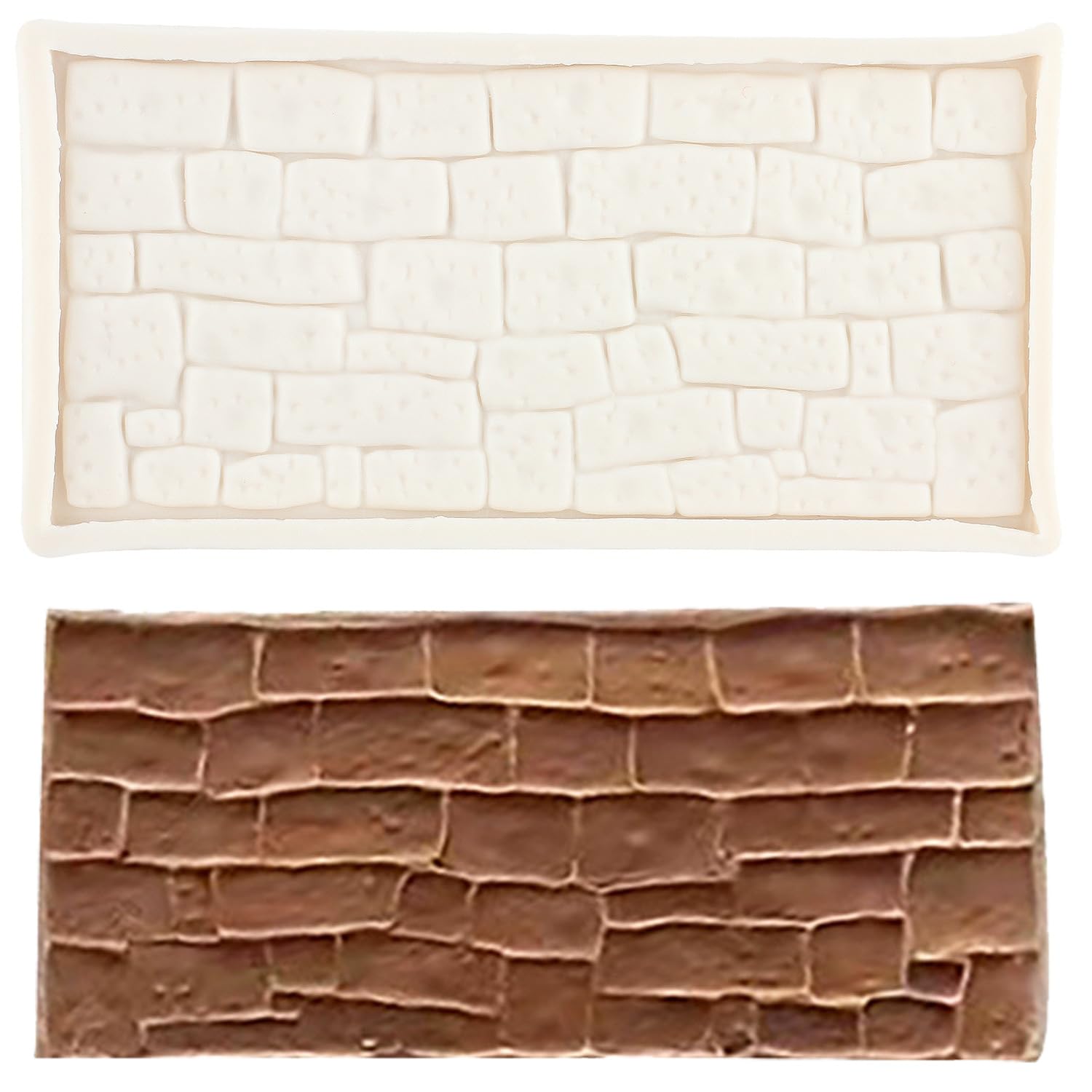 FCKEMLDS Rock Texture Silicone Mold Brick Wall Texture Fondant Impression Mat Stone Texture Molds for Cake Decoration Cupcake Topper Polymer Clay Candy Chocolate Gum Paste