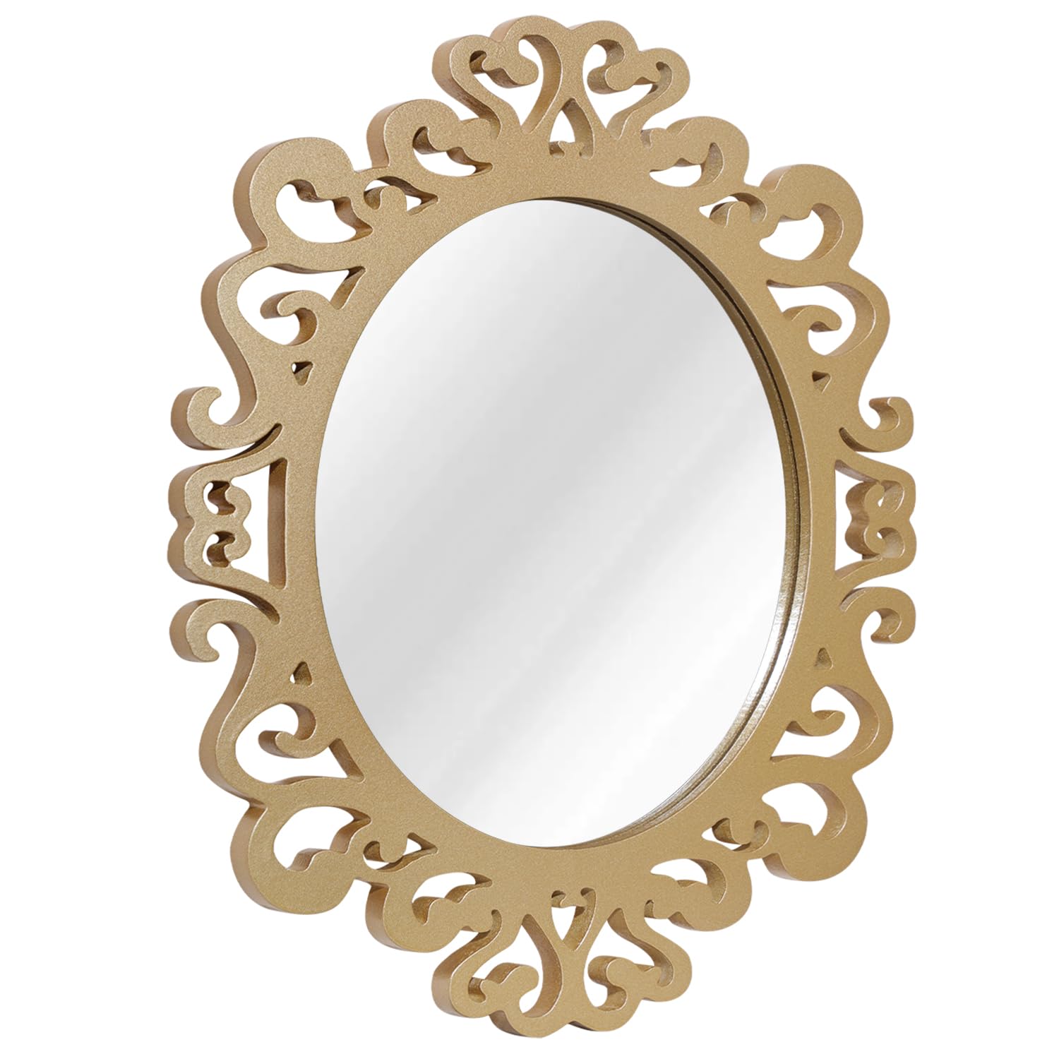 AOAOPQ Espejos dorados para pared pequeña, ovalados, vintage, decoración de espejo de pared, regalos para mujeres, madres, espejos decorativos con marco de madera rústica, espejos decorativos para