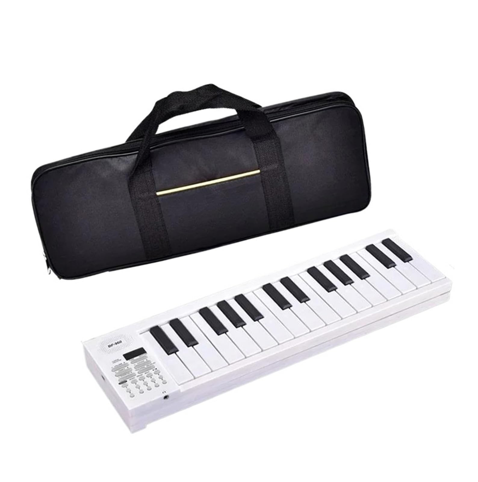 Elektroniczny Instrument Fortepianowy Składane Pianino Elektryczne 61 Klawiszy Przenośny Syntezator Profesjonalna Klawiatura Muzyczna(White)