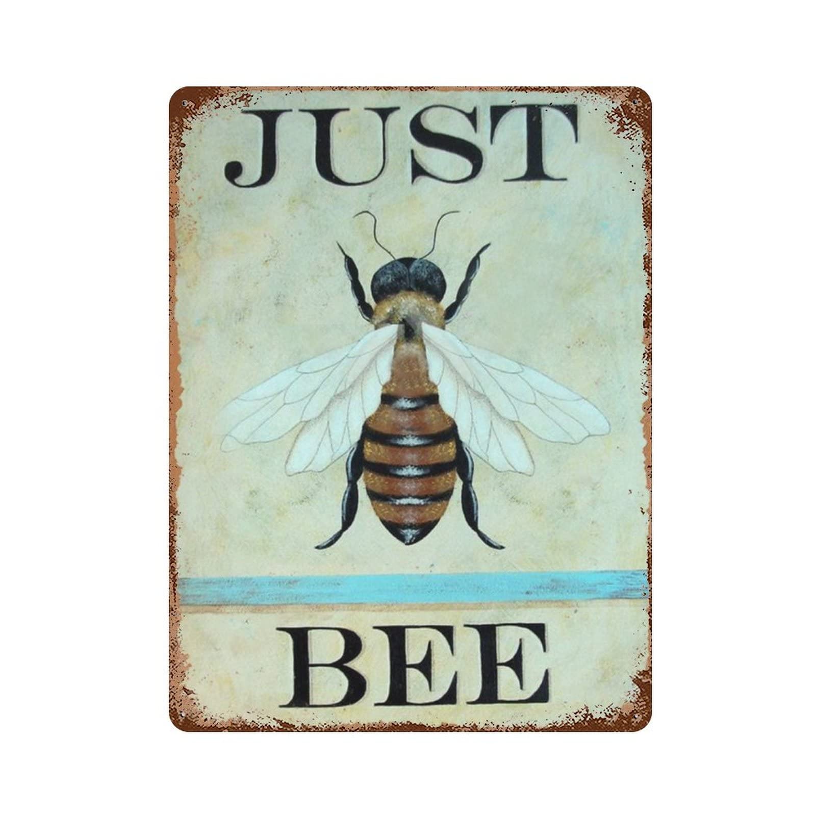 AOOEDM Just Bee Vintage Metal Sign Tin Sign for Home Bar Pub Kitchen Man Cave Tin Sign Wall Decor Poster Wall Plaque
