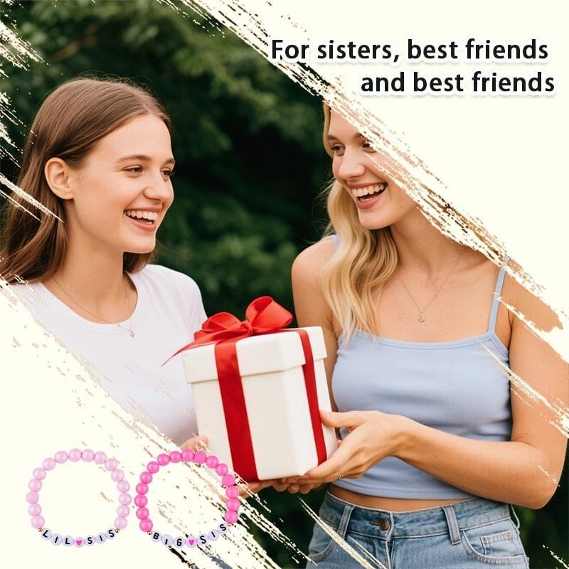 yaozeio Little Big Sister Gift Bracelet for Women Christmas Birthday Gifts for Sisters Matching Adjustable Bracelets for Sister Friends Beaded Bracelet for Big Sis Lil Sis Friendship Gifts Bracelets - Image 4