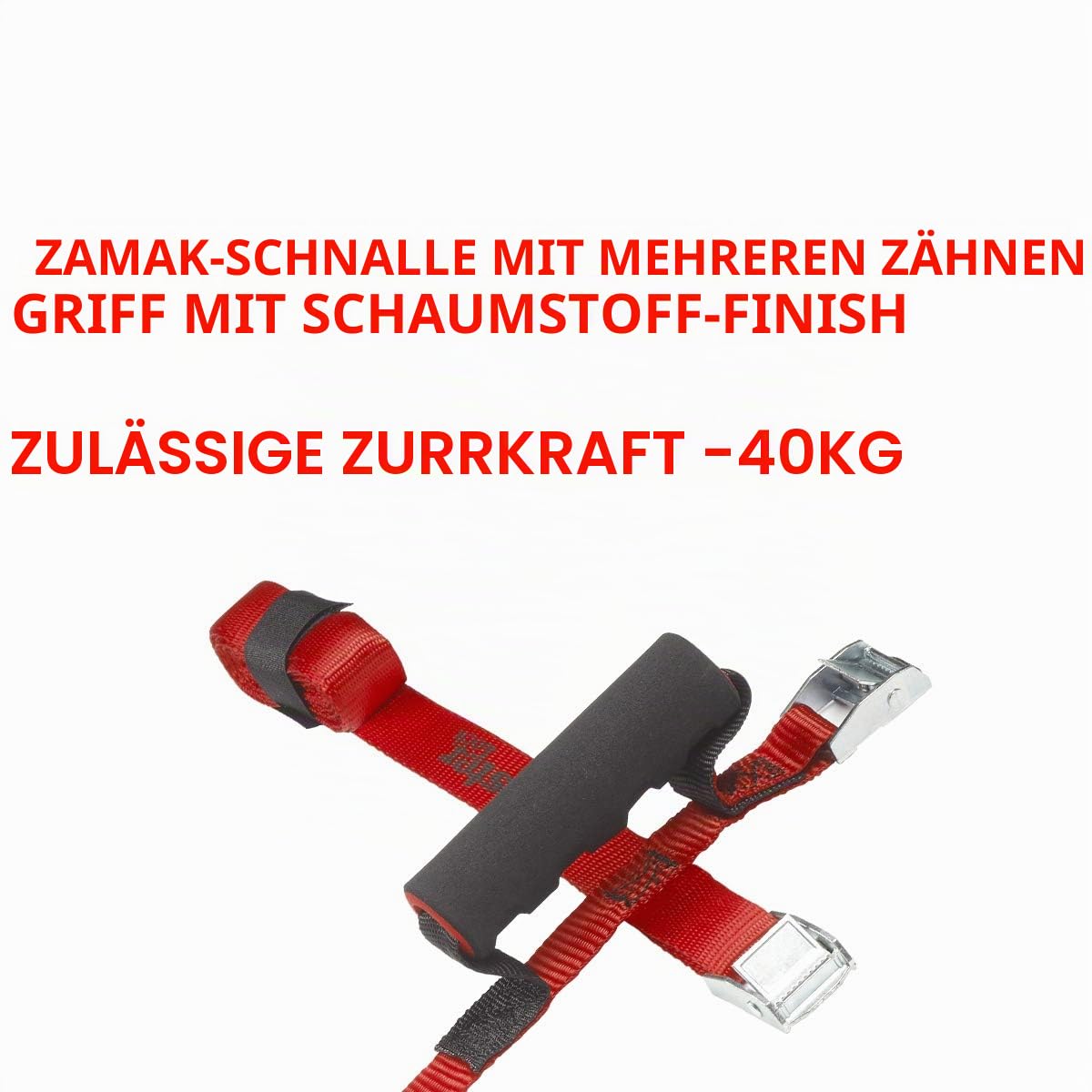 Master Lock 3126EURDAT Zwei Tragegurte mit Griff, Rot, 2,50 m x 2 5mm + 5,5 m x 25 mm Gurte