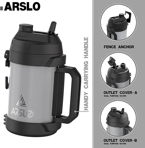 Miniatura 4 de Jarra de agua deportiva  Botella de agua de un galón  Botella grande de acero inoxidable aislada para gimnasio, entrenamientos, baloncesto, fútbol,