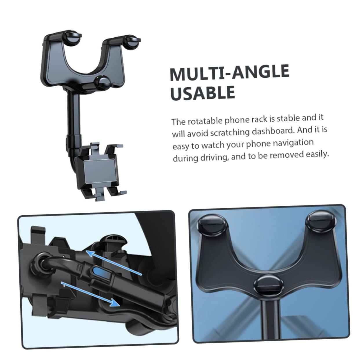 WOONEKY Support de Téléphone pour Voiture, Support de Tableau de Bord, Pince Antidérapante, Réglable Multiangles, Résistant aux Rayures pour Conduite