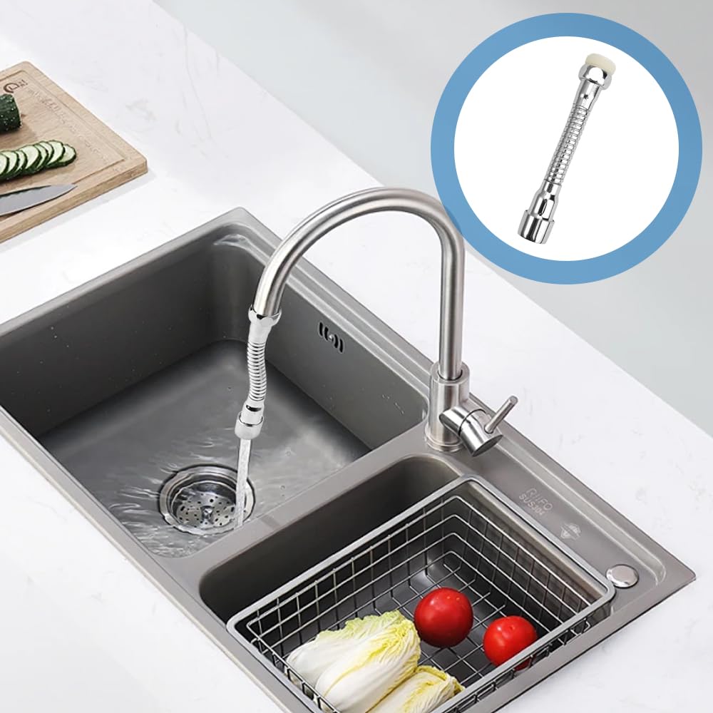Extensor Grifo Cocina, Aireador Flexible de Grifo, Extensor de Grifo para Fregadero, 360 Grados Alargador Grifo Cocina, Alargador Aireador Grifo Cocina para Mayoría de Grifos de Cocina y Baño, 14cm