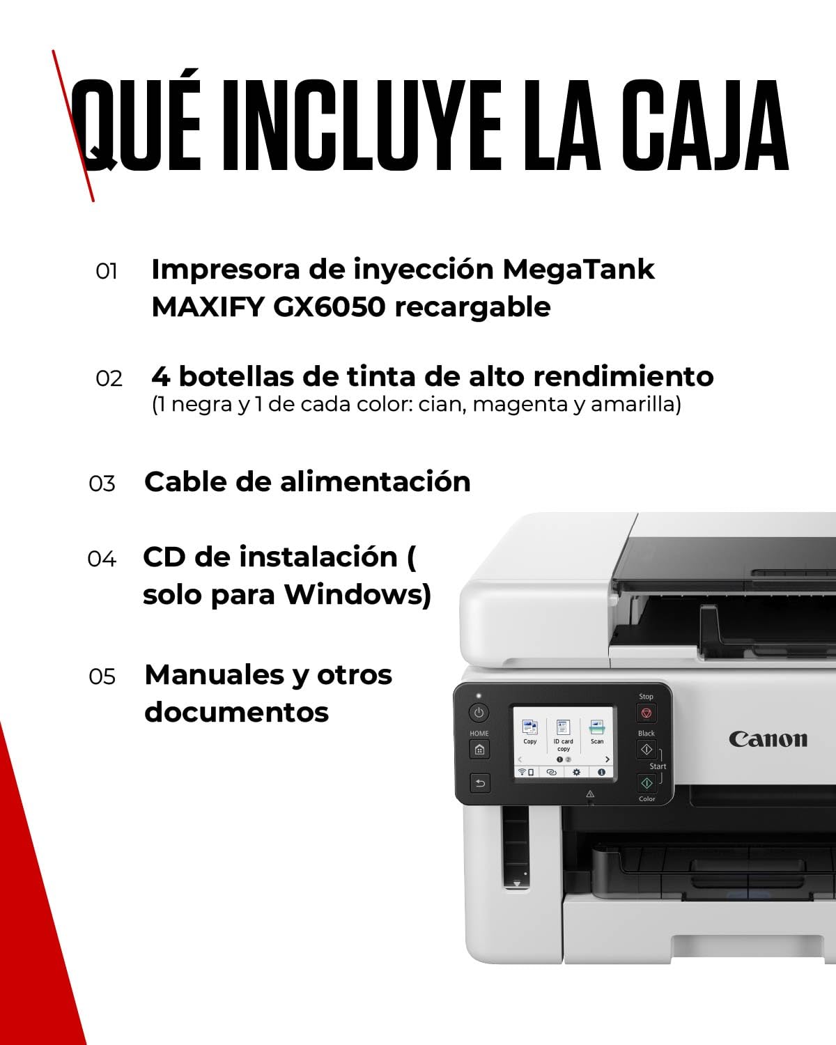 Canon MAXIFY GX6550 – Impresora Multifunción MegaTank a Color, Copiadora y Escáner A4 | Hogar y Oficina | Wi-Fi y Ethernet | Inyección de Tinta