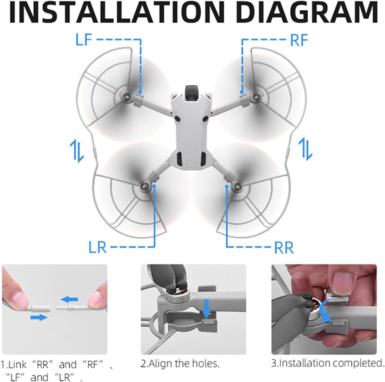 LICHIFIT Propeller Guard Circle for DJI MINI 4 Pro Drone Propellers Anti-Collision Bumper Blade Protection Shield Cover