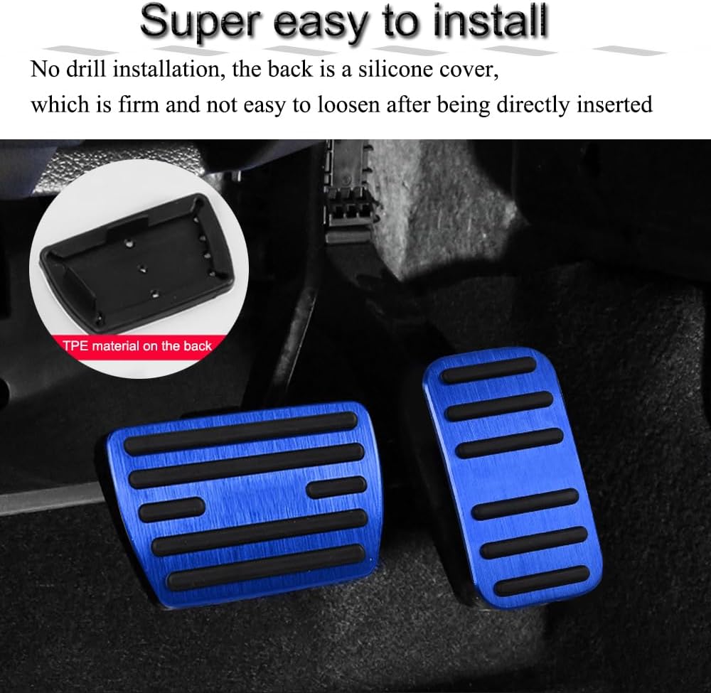 XITER 2pcs Aluminium Alloy Foot Pedal Pads No Drilling Anti-Slip Brake and Accelerator Pedal Covers for Honda Passport 2019 2020 2021 2022 2023 2024 2025 Interior Accessories(Blue)