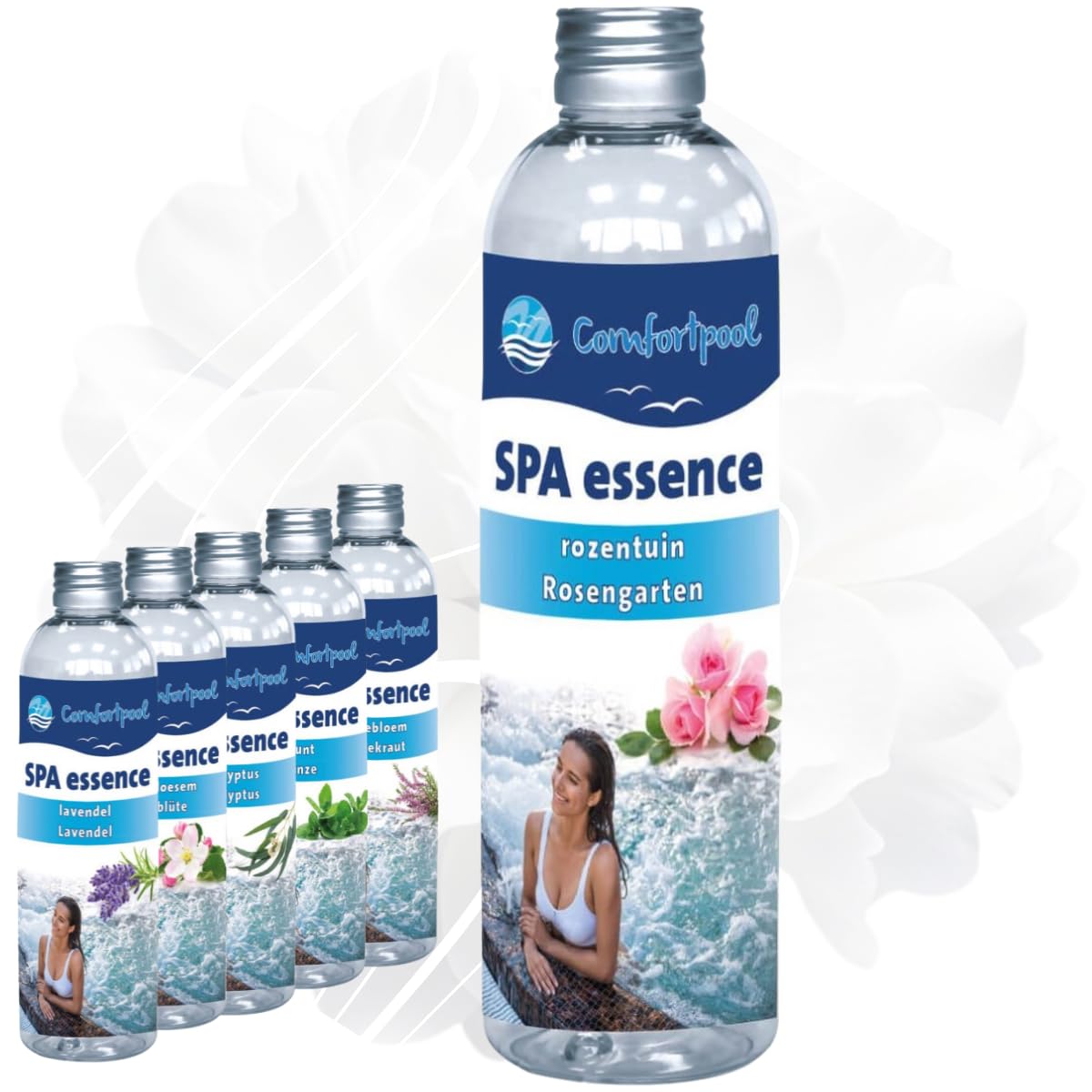 Spa Essence Huile de Bain | Huile parfumée de Luxe pour Spa ou Jacuzzi | différents parfums | arôme | (Jardin de Roses)