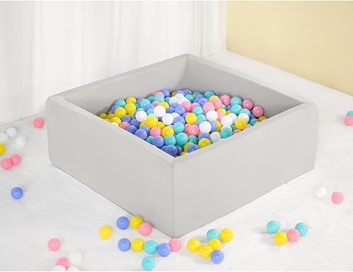 Piscina cuadrada de espuma para niños pequeños, piscina suave de 35 x 35 x 12 pulgadas con funda extraíble, corralito de bolas de esponja