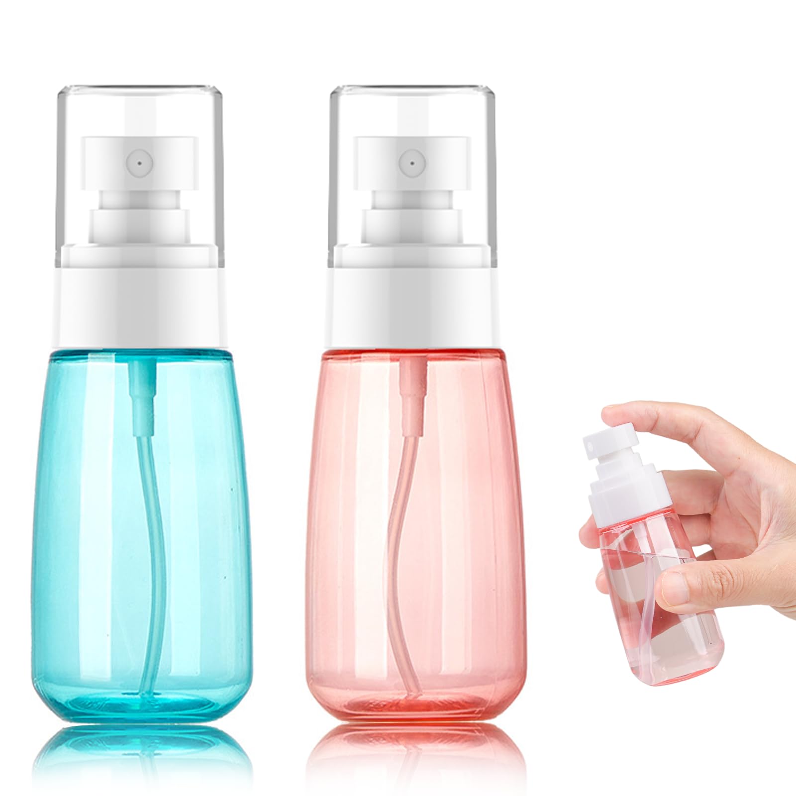 Small Spray Bottle 2 Pack, Fine Mist Travel Spray Bottle for Essential Oils, Refillable Travel Containers Plastic Hair Spray Bottle Sprayer for Perfume Skincare Makeup Lotion (2oz 60ml)