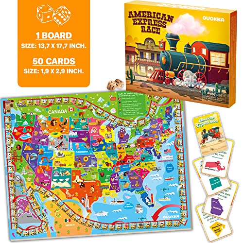 Quokka WORLD SPACE BOARD GAME 3X Set Learning Board Games For Kids 6-8 - Educational Trivia Cards Ages 8-12 | Travel United States | World Map thumb #2