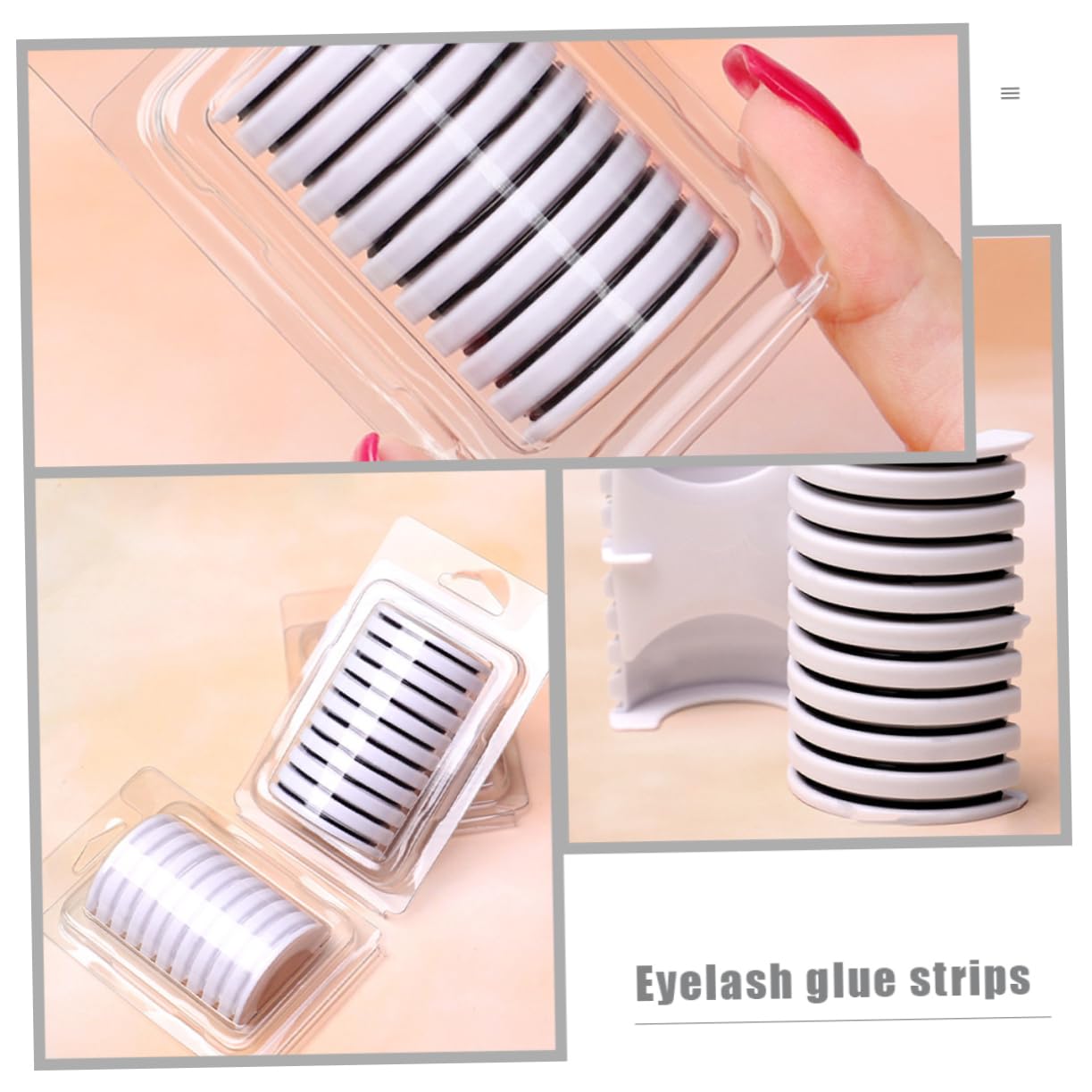 Beatifufu 10 Pcs Self-Adhesive Lash Strips Lash Glue for False Eyelashes Easy Application