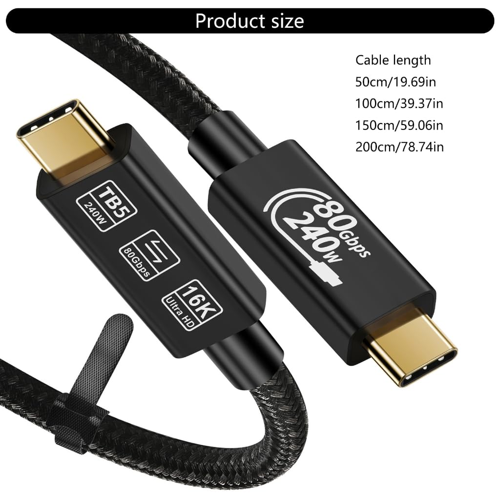 Cavo dati USB 4.0 TypeC ad alta efficienza, supporto video 16K, trasferimento dati capacità video, ricarica rapida 240 W