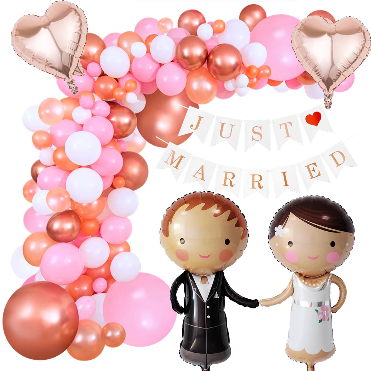 Guirnalda Globos de Boda Rosa Decoración de Boda Recién Casados Arco Globos Boda para Fiesta de Boda Compromiso Novia Pareja Decoración Aniversario Propuesta Decoración Globos