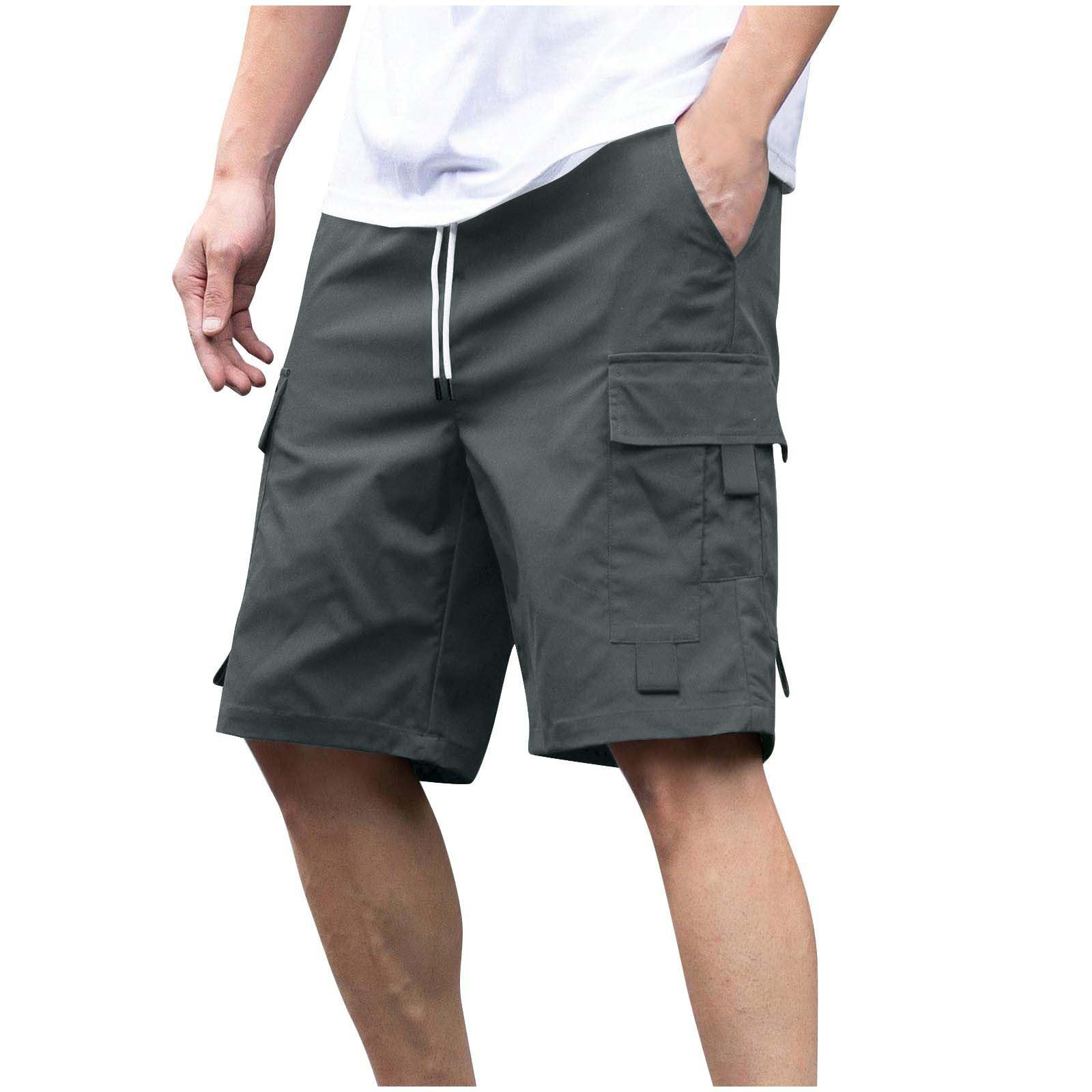 Men's Cargo Shorts Casual Lightweight Quick Dry Outdoor Hiking Short Drawstring Loose Fit Cargo Shorts Multi-Pocket