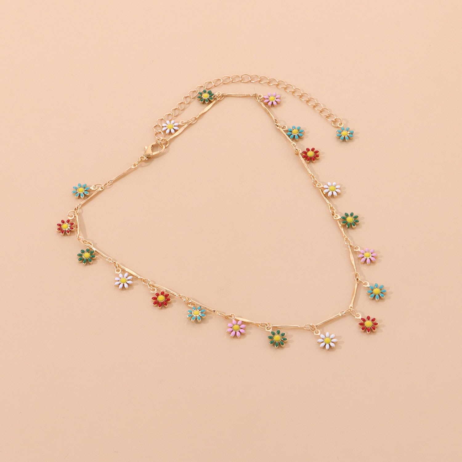 Rrdaily Y2k Daisy Flower Choker Necklace for Women Bohemian Colorful Sunflower Floral Necklace Hippie Necklace Beach Holiday Party Jewelry Gift - Image 4