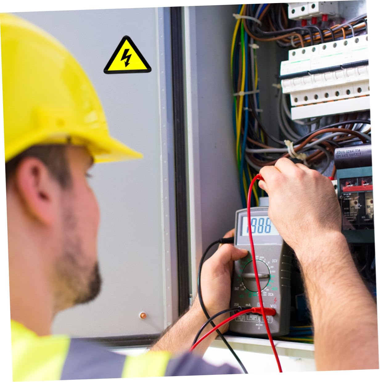 Lot de 20 Autocollants D'avertissement de Tension Électrique Jaunes Triangulaire, Adhésifs pour Équipement et Boîte Électrique, Signalisation de Sécurité pour Maison et Jardin