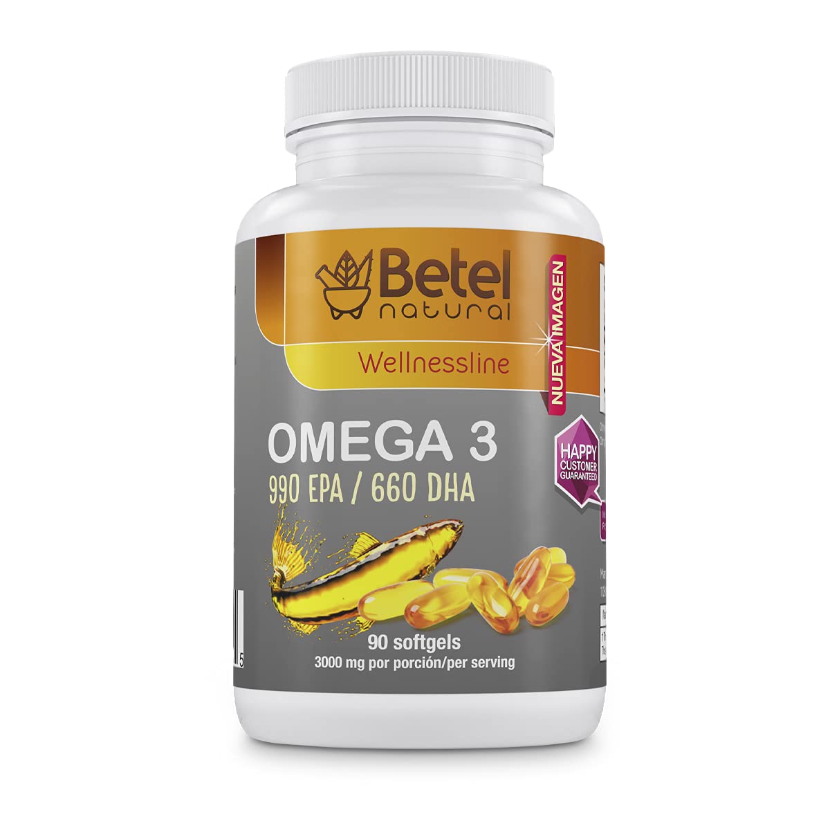 Betel Natural Premium Omega 3 Fish Oil EPA/DHA Aceite de Pescado - 90 Softgels