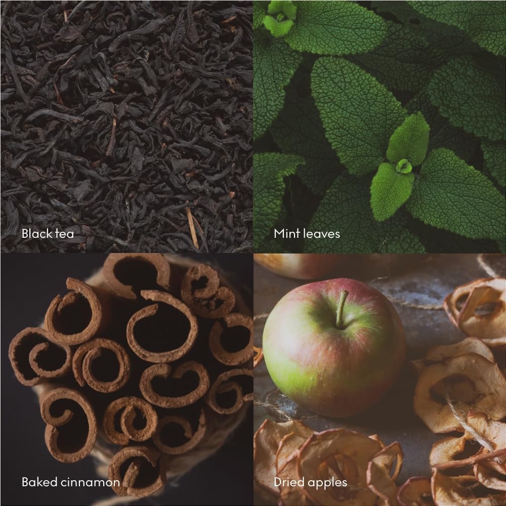Skandinavisk HYGGE 'Cosiness' Diffusore a Bastoncini con 8 Ance, Dura +3 Mesi, Note Profumate: Tè nero e foglie di menta, mele secche e cannella cotta, 100 ml