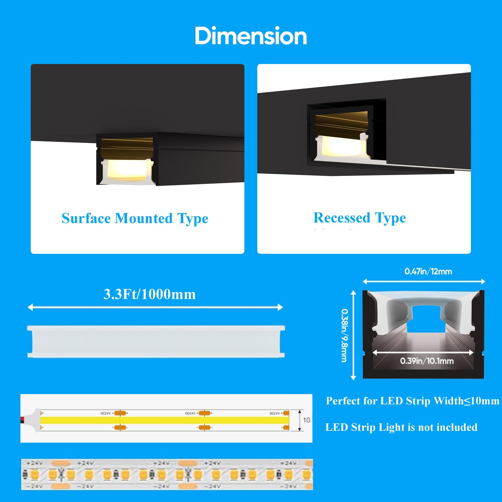 Panel de pared de aluminio LED para panel de pared de láminas de madera, barra de luz LED, perfil de canal de aluminio para salón, dormitorio, baño, escaleras (negro)