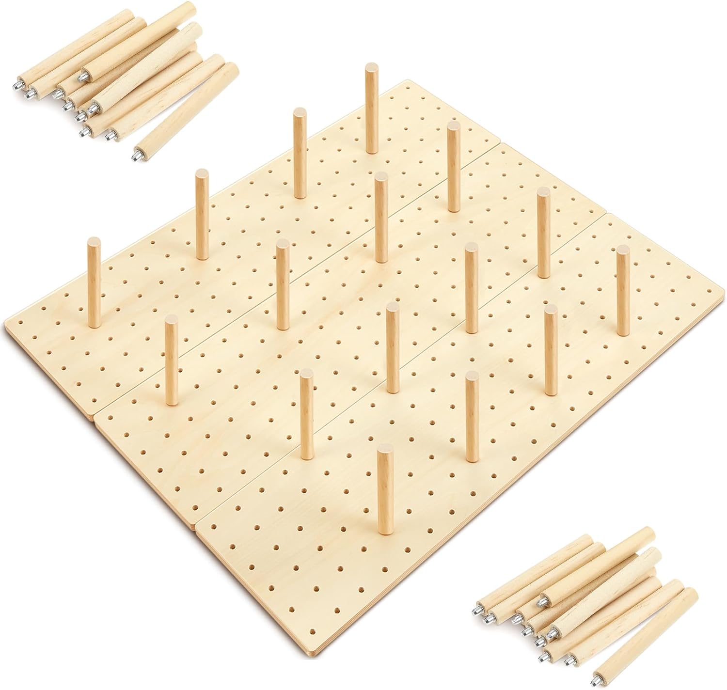 Kigley 3 Pcs Wood Pegboard Drawer Organizer with 32 Pegs Wooden Peg Board Drawer Shelf Organizer Adjustable Peg System for Dishes Plate Pot Container Cookware Utensil Kitchen(20.98 x 5.91 in) 20.98x5.91 In