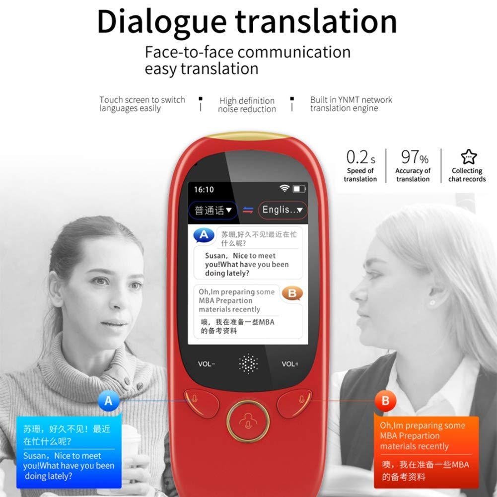 Natychmiastowe urządzenie do tłumaczenia języka głosowego, Mini ręczny dwukierunkowy tłumacz WiFi, obsługa wielu języków, do nauki rodziny podróżniczej Comfortable anniversary