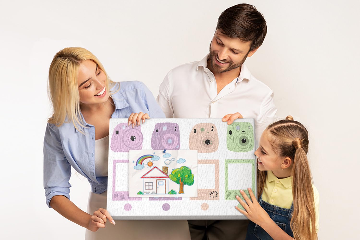 Lavagna murale in sughero orizzontale | bacheca per organizzazione scuola ufficio casa | fissare appunti foto documenti promemoria - 60x40 - metallico - Un set di macchine fotografiche carine