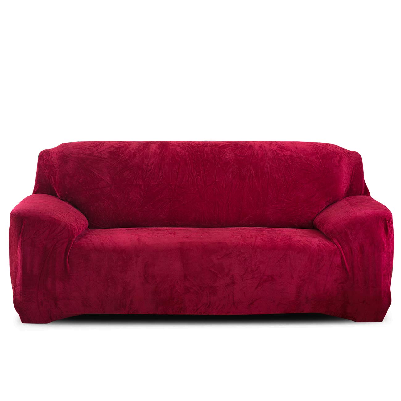 PETCUTE Fundas para sofá elásticas Cubre Sofa Fundas de sofá Terciopelo de 3 plazas sofá Fundas de Grueso Vino Rojo
