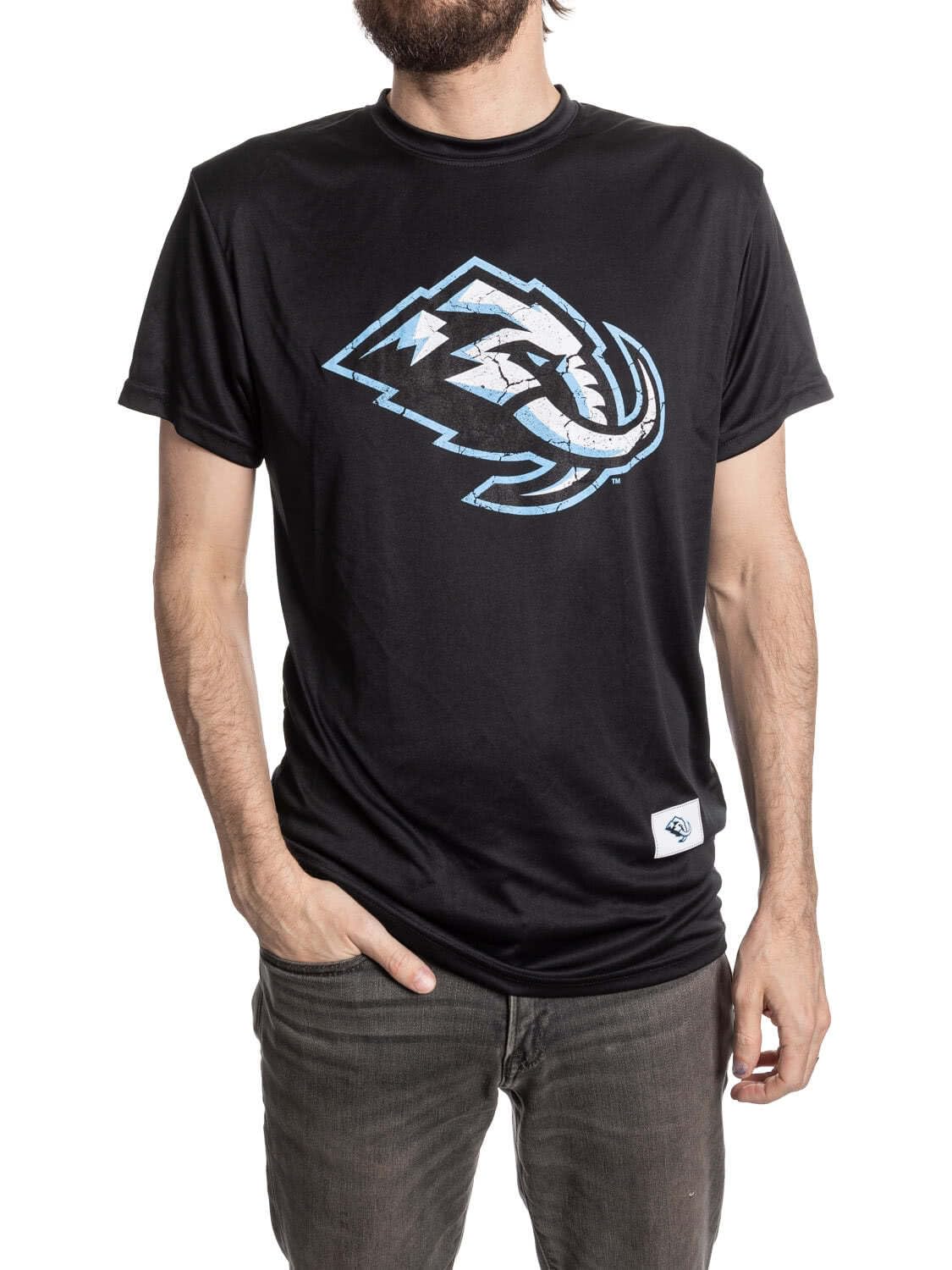 Calhoun NHL Mens Loose Fit Performance Rashguard Wicking Short Sleeve Shirt, Utah Mammoth, Medium