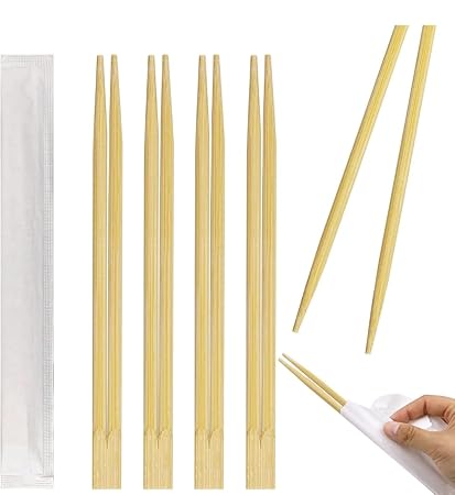 Reusable/Disposable Wooden Chopsticks Pair | 8 inches l Paper Wrapped(50 Pair)