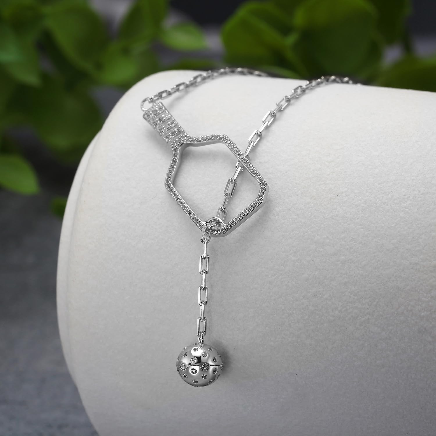 Pickleball Lariat Plus Paddle Necklace - Sterling Silver with Rhodium Plating Crystals Pickleball Necklace for Women | Pickleball Jewelry, Christmas Gifts for Pickleball Lovers - Image 5