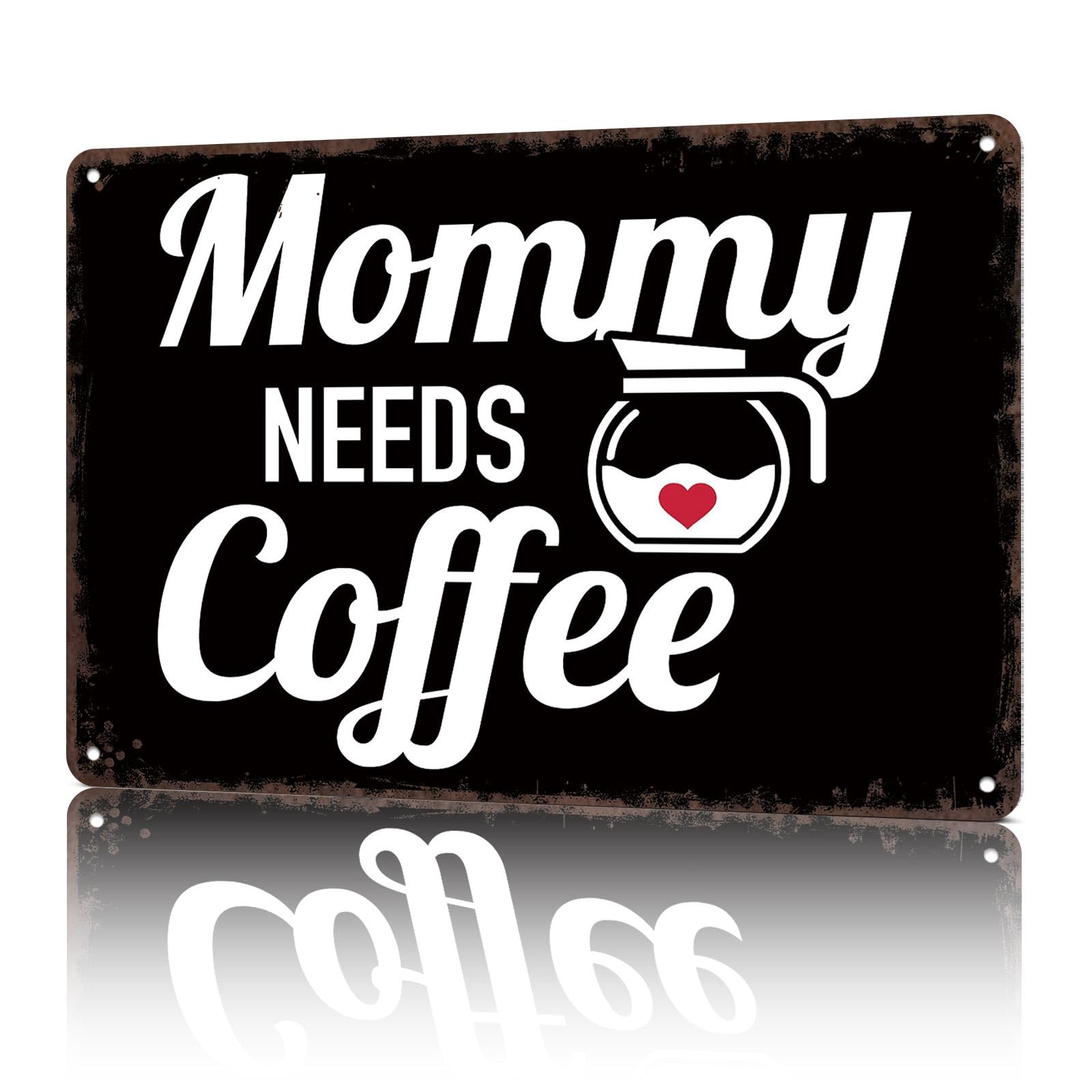 KWQDOZF Vintage Metal Signs Mommy Needs Coffee Funny Tin Sign Poster Wall Art For Home Room Bedroom Office Decor 8x12inch