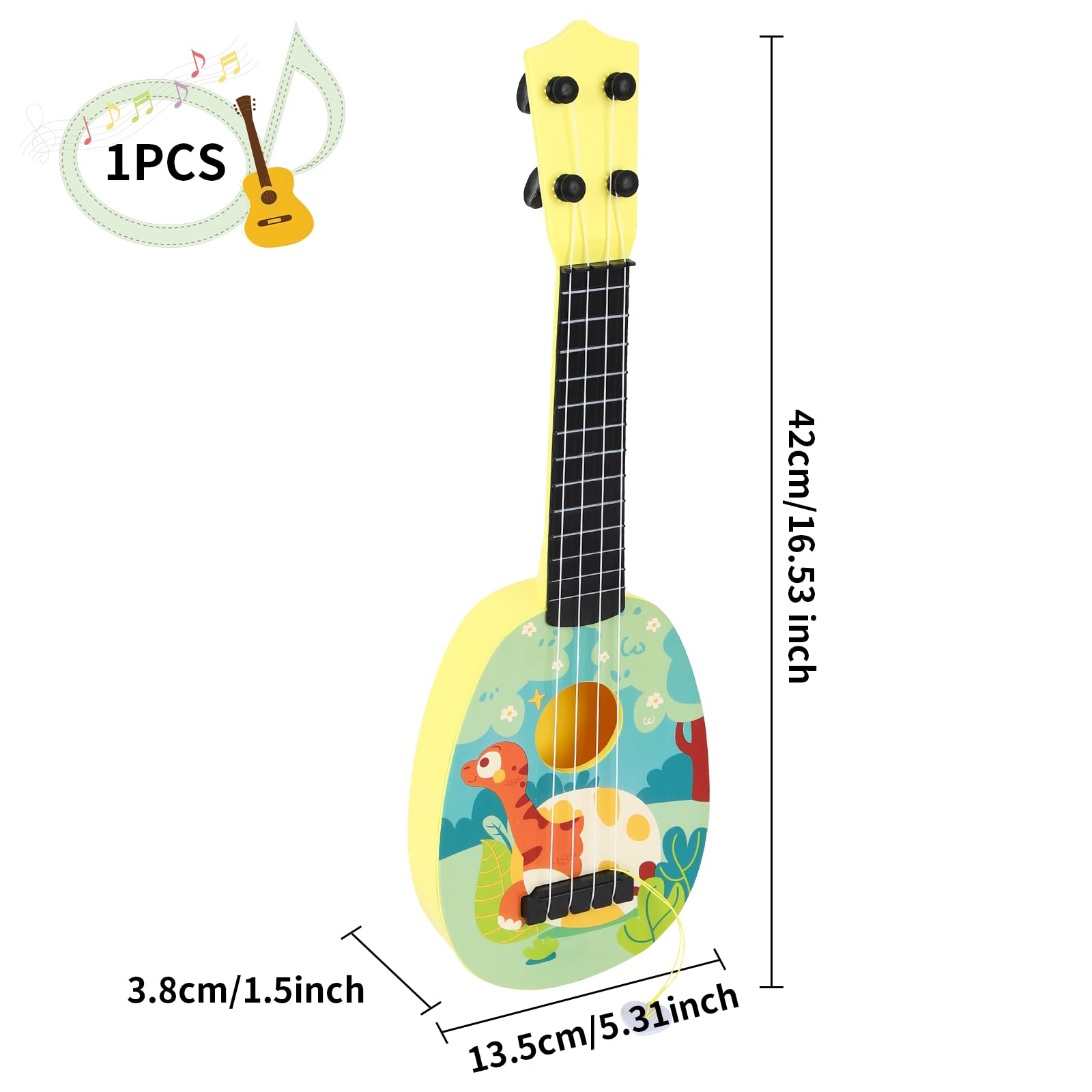 43 CM Guitare ukulélé, Enfants Ukulélé Guitare Jouet, Guitare pour Enfants avec 4 Cordes Réglables, Mini-Guitare et Médiators pour Améliorer Le Jeu éducatif Précoce