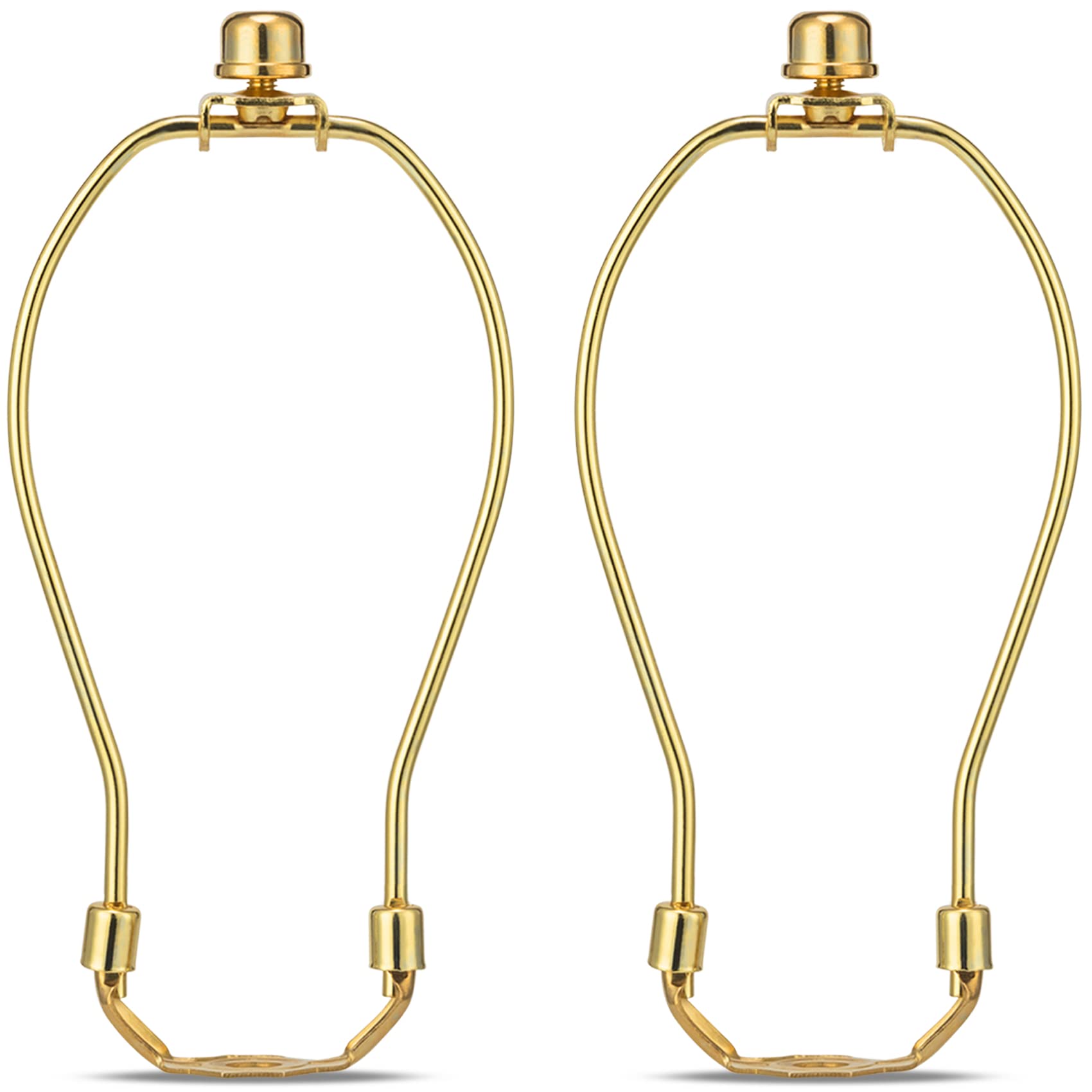 7 Inch Detachable Lamp Shade Harp Holder for Table and Floor Lamps, 2 Set Heavy Duty Lamp Shade Bracket with 3/8 Standard Saddle and Lamp Finial, Polished Brass