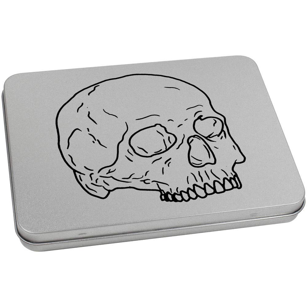 Azeeda 170mm 'Human Skull' Metal Hinged Tin/Storage Box (TT00128303)