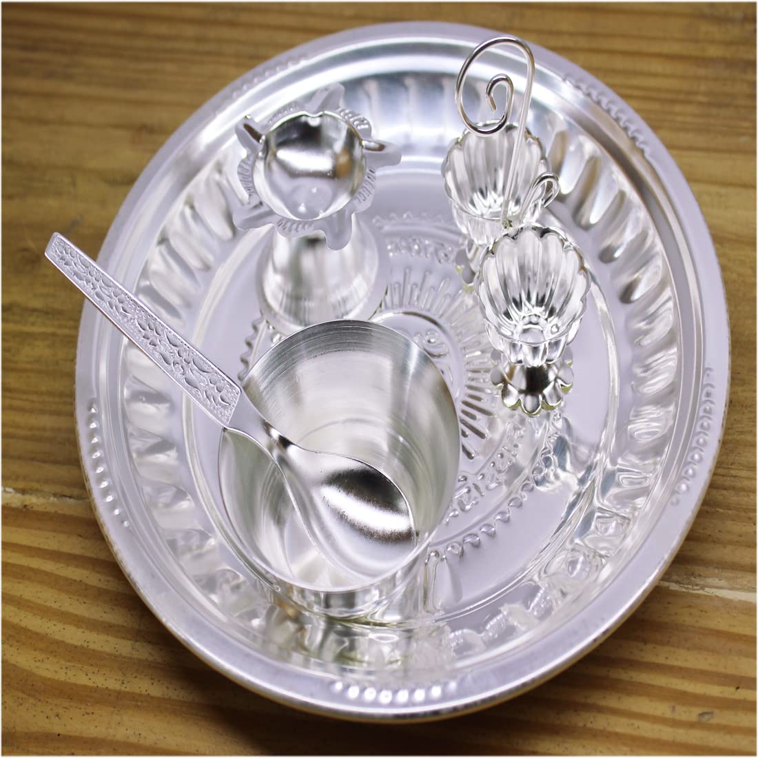 Ojas Silver Plated 3No Tabak Pooja Set
