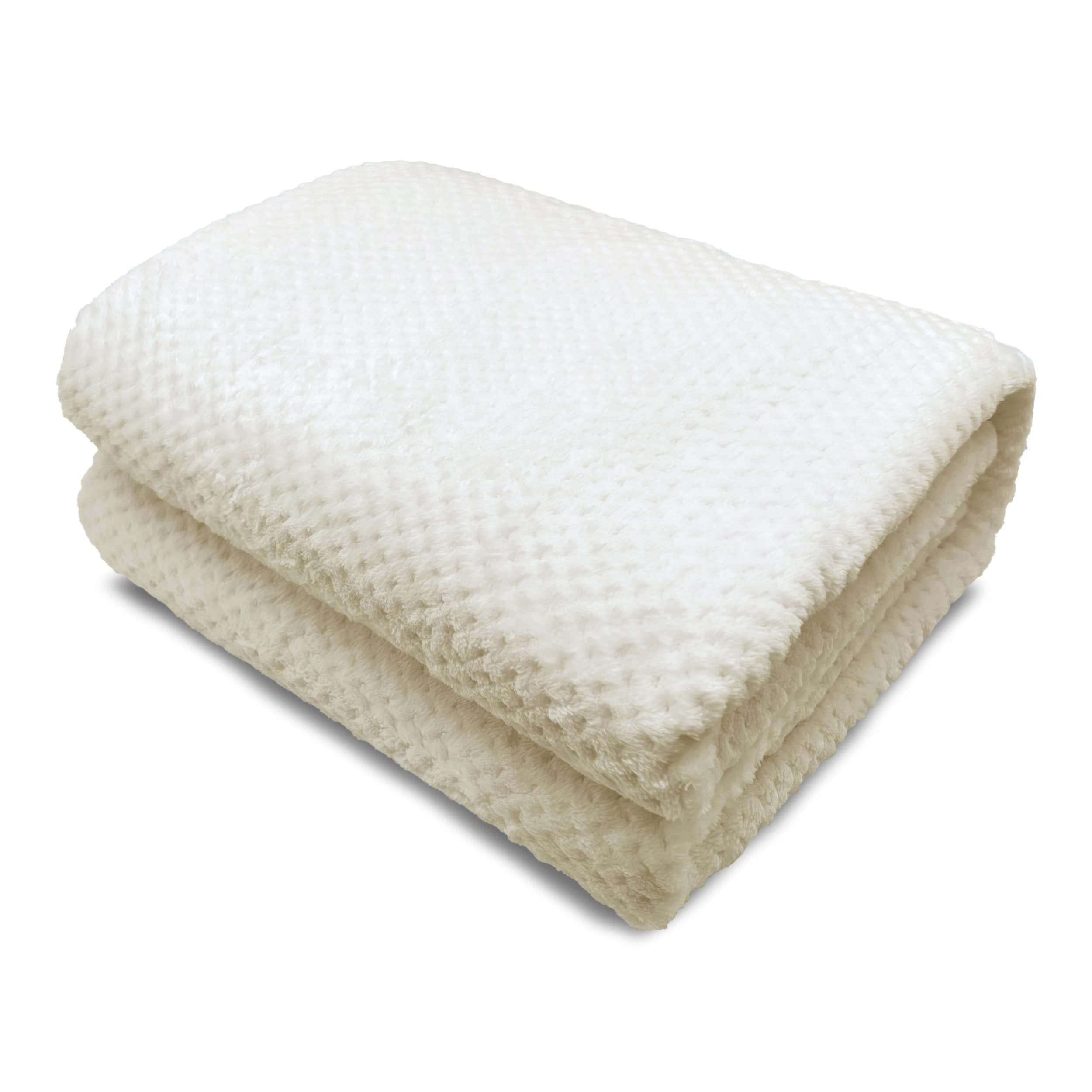 HTE Manta Microfibra para Cama 90, Manta Polar Efecto Pelo de Textura Suave 160 x 220 cm, Manta Sofá Grande de Invierno (Blanco 160x220cm)