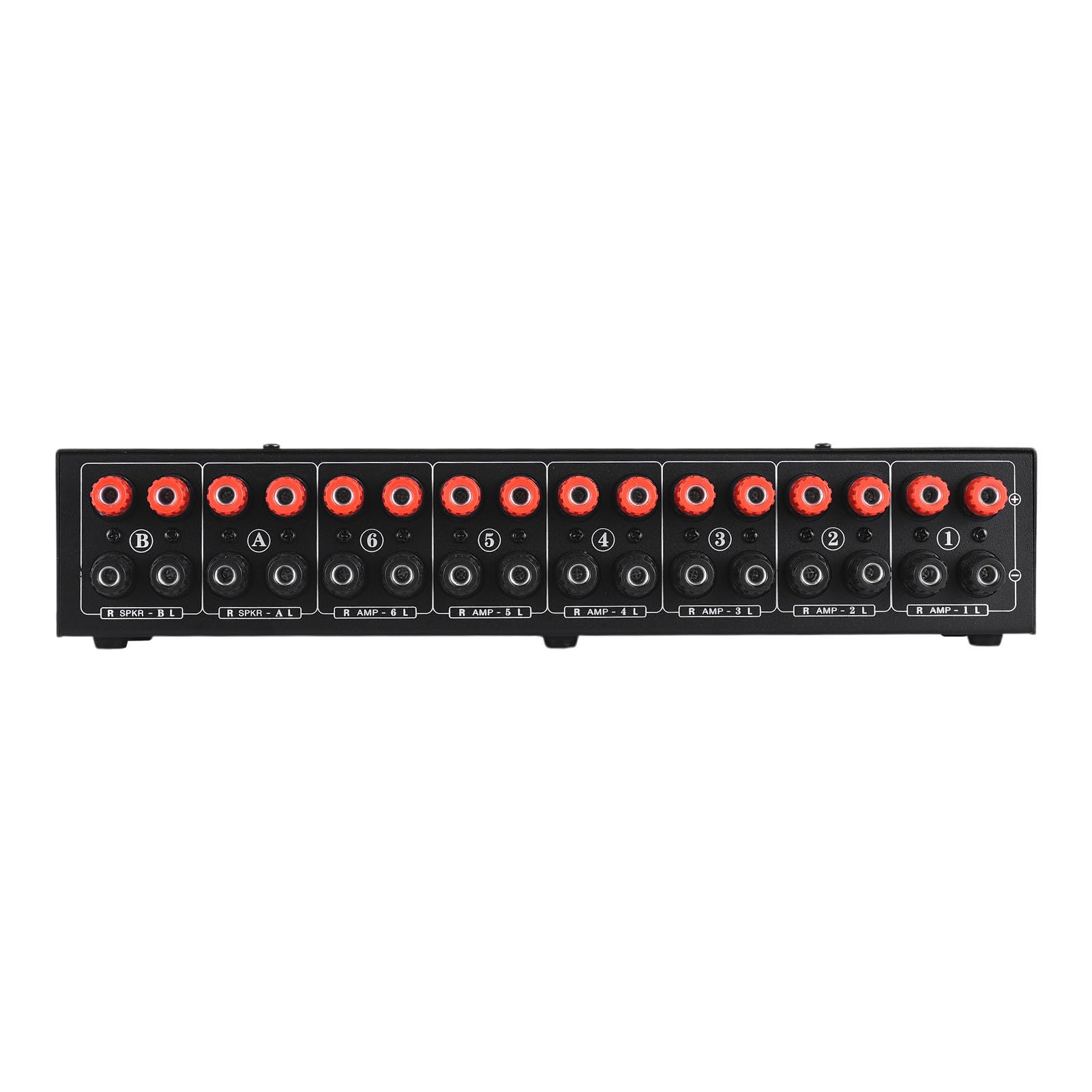 Sélecteur D'amplificateur Compact 6 en 2, Commutateur de Haut-Parleur de Puissance pour Distribution Audio Personnalisée, Boîtier en Acier, Noir, 12,6 X 5,4 X 2, Pouces