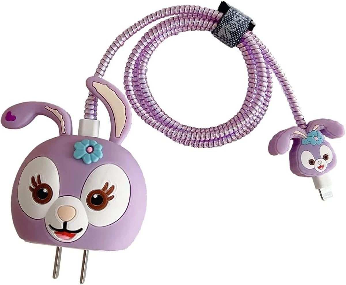 case for Samsung 25W USB C Fast Charger Type C Super Fast Charging Android Phone Charger Cable Protective Case for Samsung Galaxy 25W Power Adapter Charger S23/S22/S21 (Purple Rabbit)