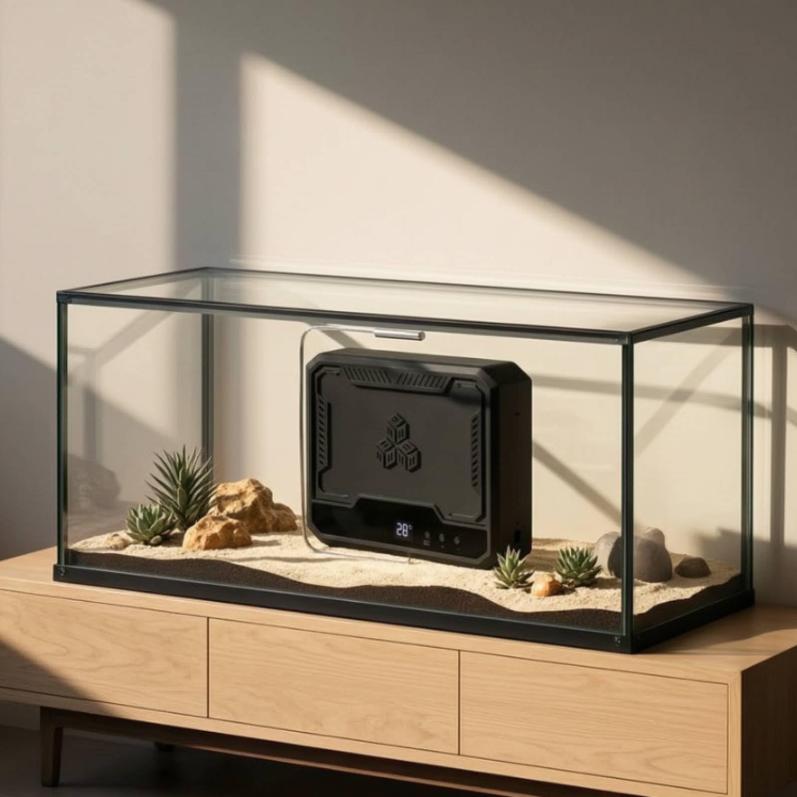 Terrarienheizung Kompakt Gebläseheizlüfter Schnell Zusatzheizung für Terrarianer, Terrarium, 欧规, NR-14 Schwarz