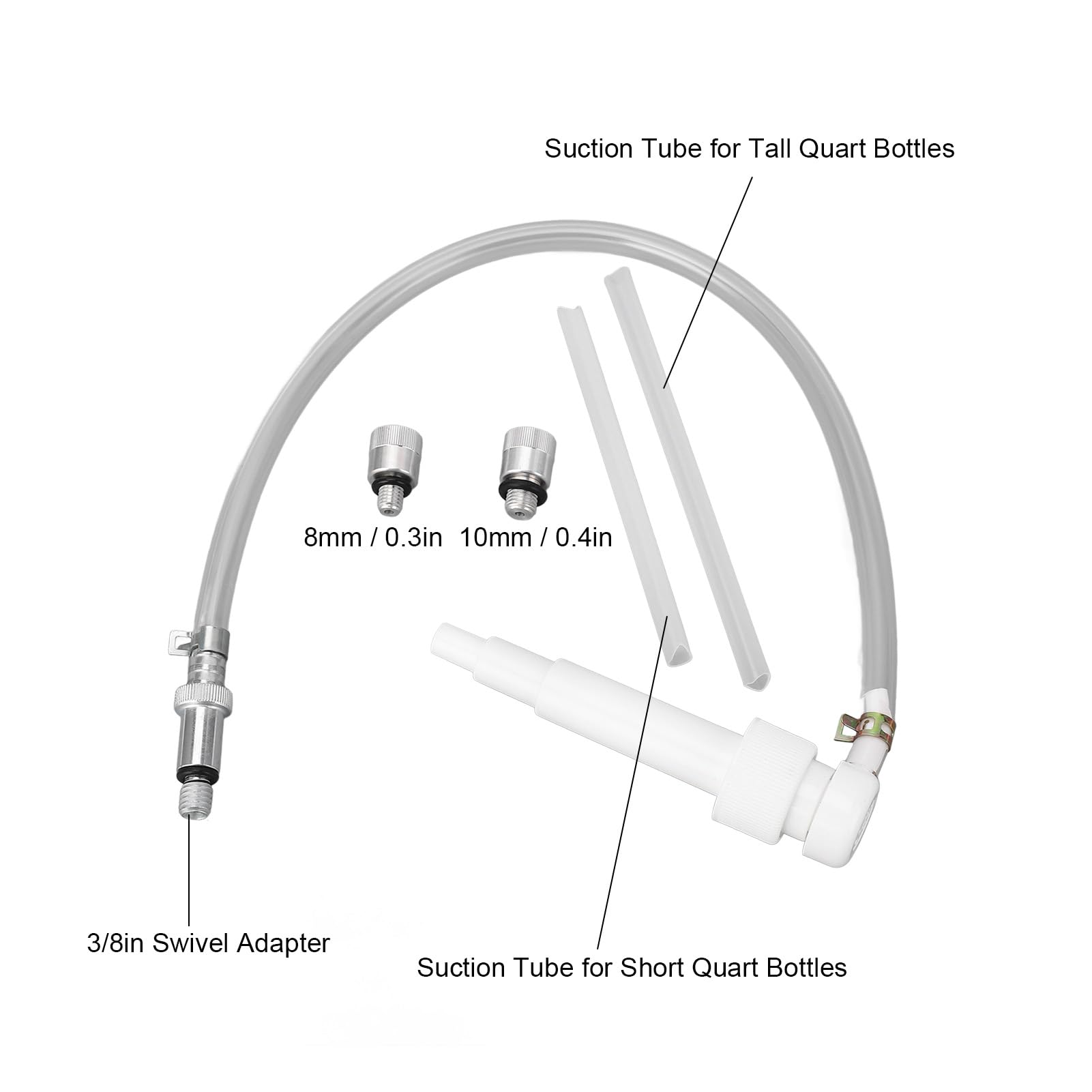 High Efficiency Lower Unit Gear Oil Pump with 8mm 10mm Adapter and 3/8in Metal Swivel for Standard Quart Bottles for Boats
