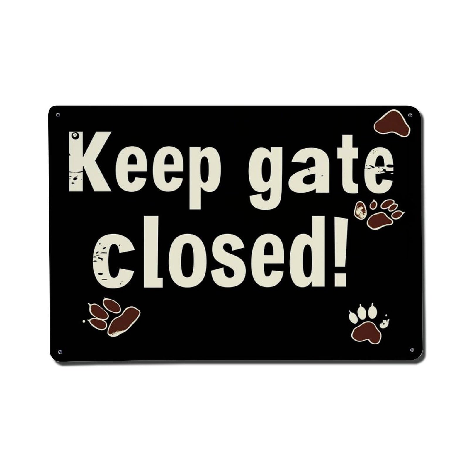 Keep Gate Closed Paw Prints Vintage Tin Sign Retro Metal Wall Decor Metal Poster, Home Bar Garage Farmhouse Cafe Wall Art Decoration 8x12Inches