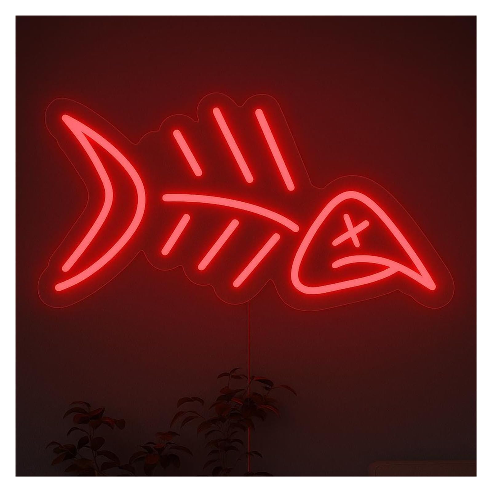 SHOUXI Sign Lamp Fishbone Neon Sign, Suitable for Kitchen, Bar, Cafe Wall Decor with Dimmable 38cm
