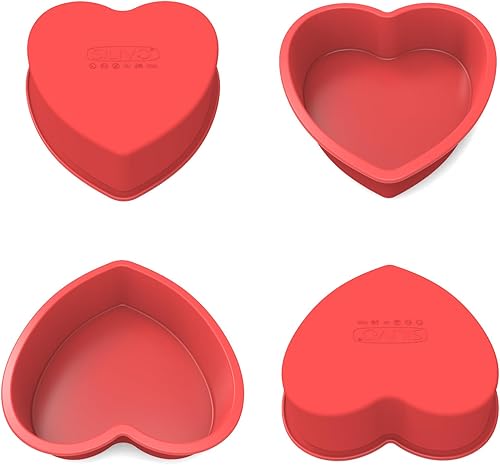Vista 13 de SILIVO Moldes de silicona con forma de corazón (paquete de 2) – moldes antiadherentes de 9 pulgadas para pasteles y brownies