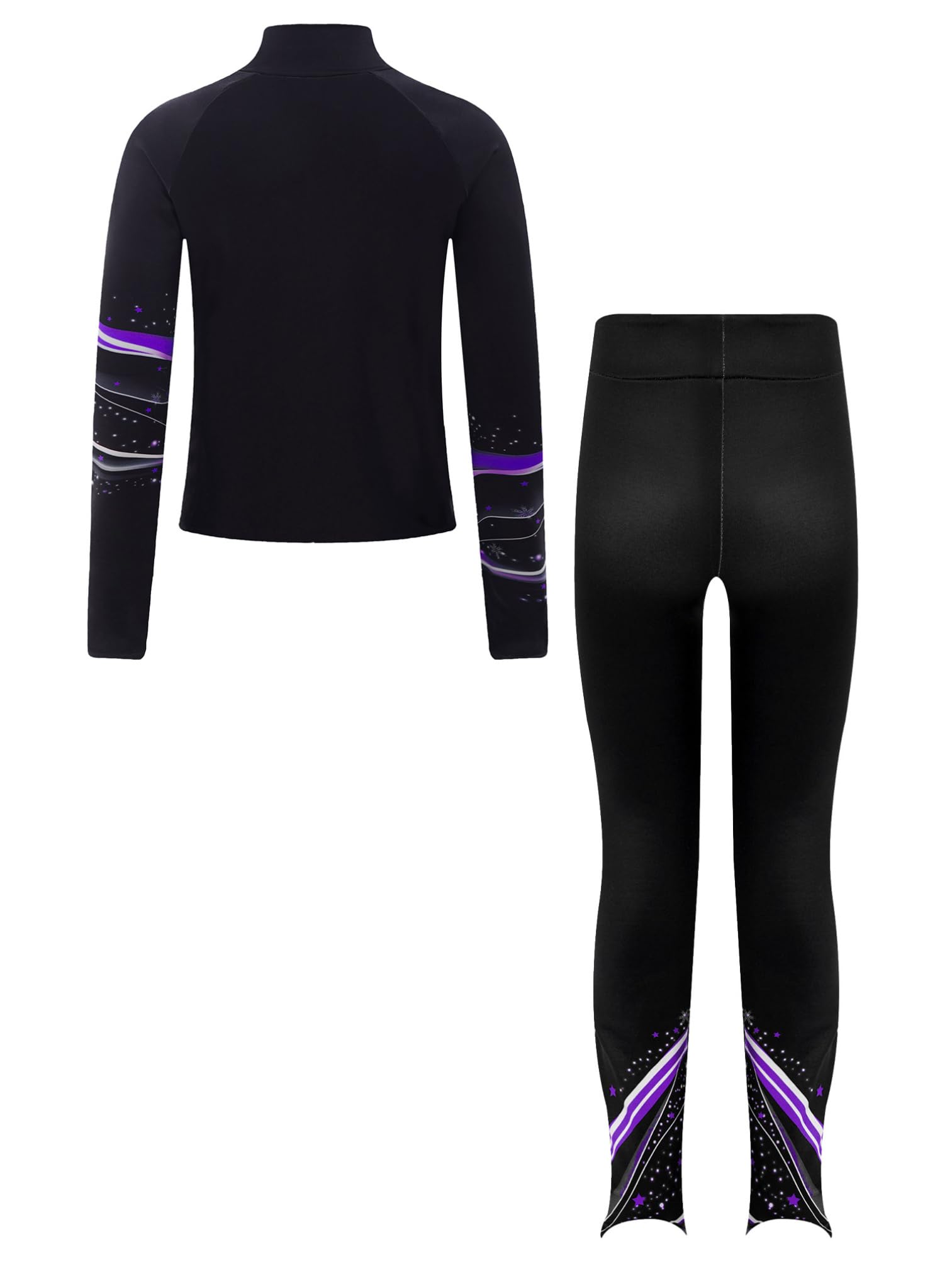 Agoky Traje De Entrenamiento para Niñas Sudadera con Cremallera Y Mallas De Patinaje sobre Hielo Traje De Fitness Gym Correr Morado 7-8 años